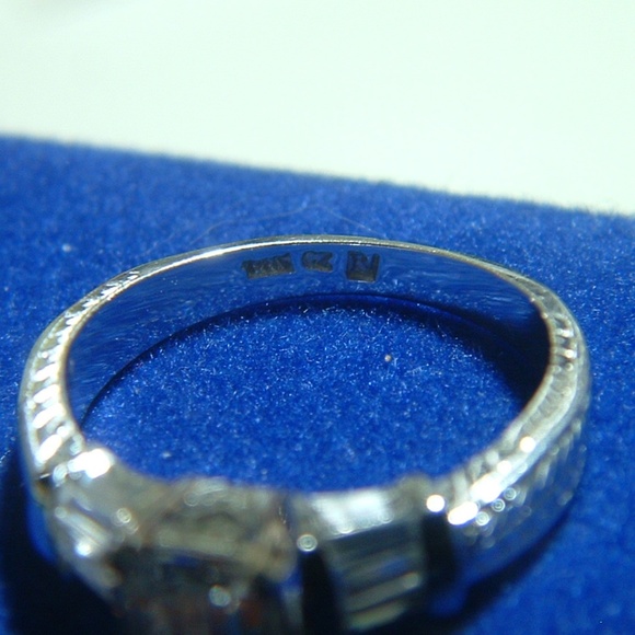 Emerald Cut Cz Engagement Ring Engraved Sides - Picture 8 of 8